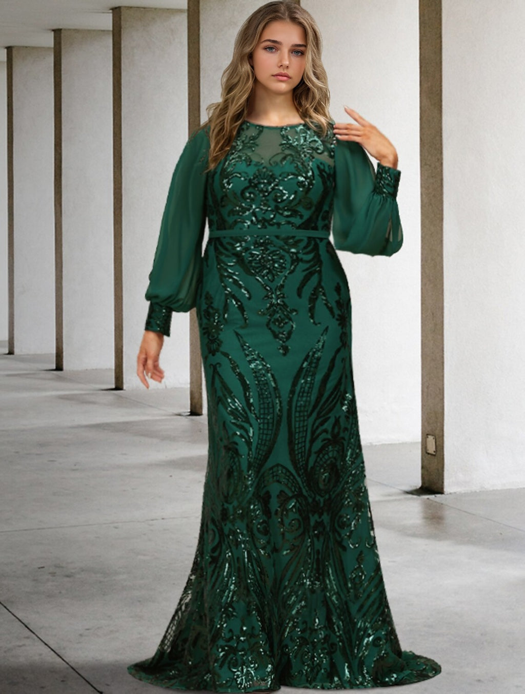 Sequined Mother of the Bride Sheath or Column Gowns