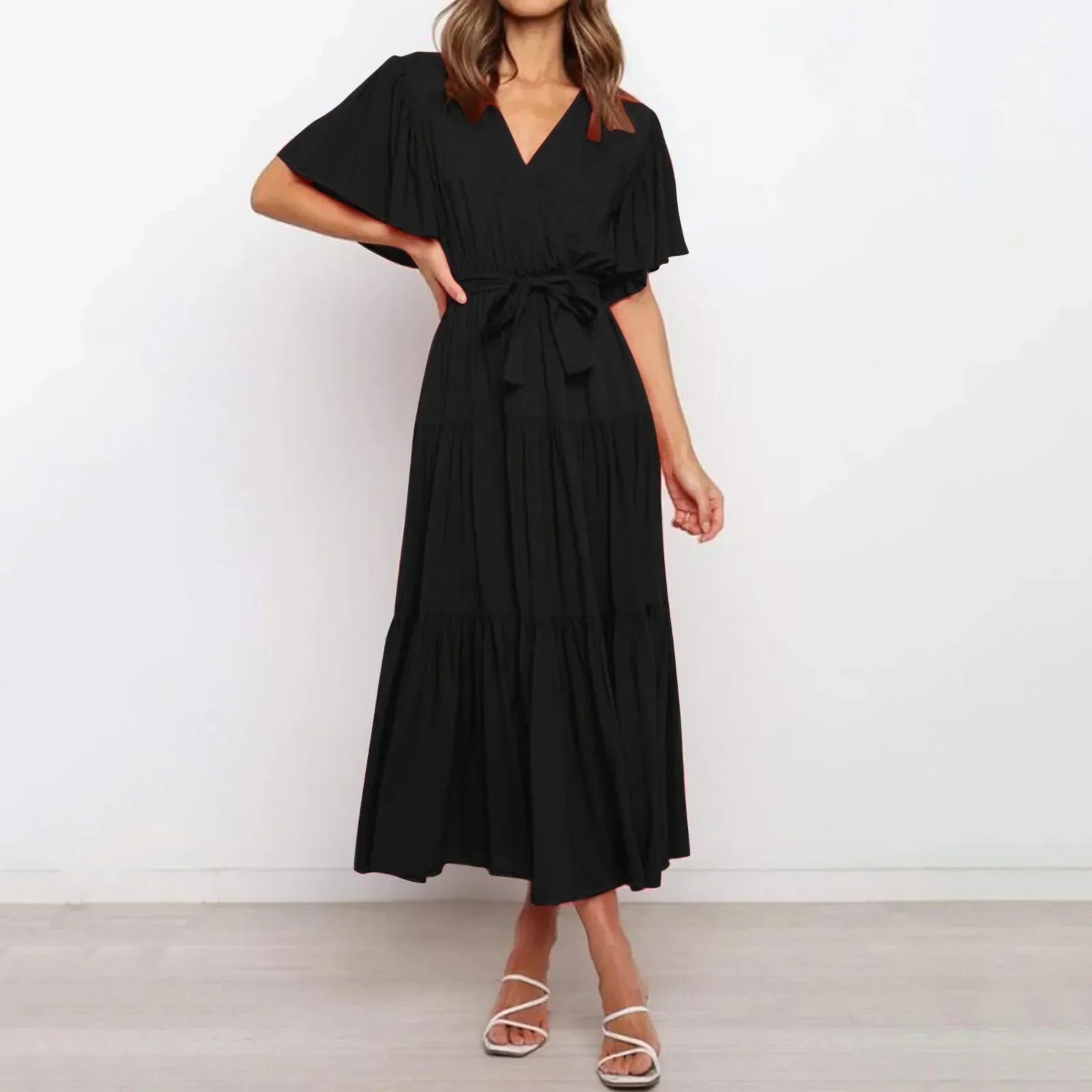 Irina Maxi Dress with a Deep V-neck for Women Chic Boutique Style