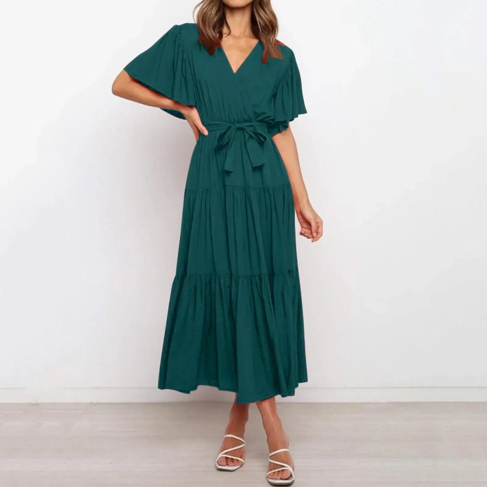 Cupaima Maxi Dress with a Deep V-neck for Women Timeless Daily Style
