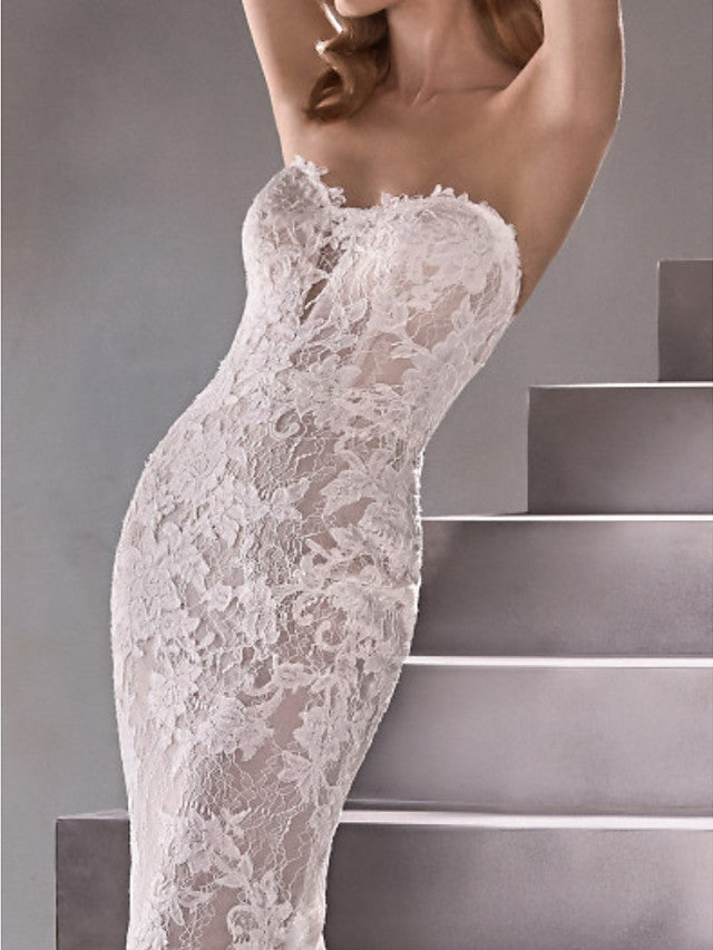 Sexy Mermaid Wedding Dresses Sweetheart Lace Sleeveless Bridal Gowns Plus Size Sweep Train