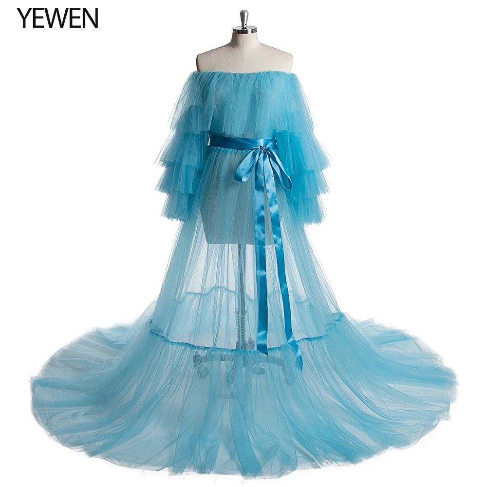 Sexy Pink Long Maternity Photography Props Dresses Tulle Perspective Pregnancy Mesh Maxi Gown For Pregnant Women Photo Shooting