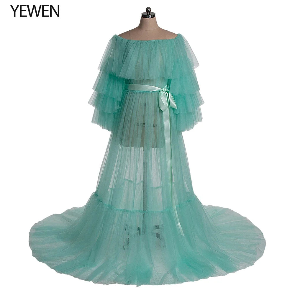 Sexy Pink Long Maternity Photography Props Dresses Tulle Perspective Pregnancy Mesh Maxi Gown For Pregnant Women Photo Shooting