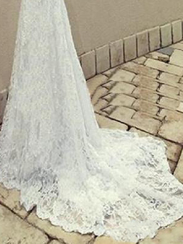 Sexy Plus Size Mermaid Beach Wedding Dress Scoop Lace Taffeta Chiffon Sleeveless Bridal Gowns with Sweep Train