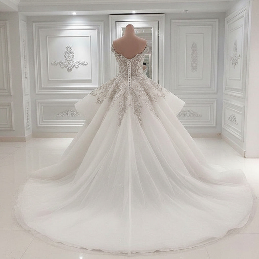 Sexy Strapless Crystals Mermaid Wedding Dresses with Overskirt Long Train