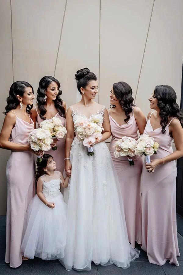Sheath/Column Cowl Neck Spaghetti Straps Long Bridesmaid Dresses (ZD13274) - VelvetHem
