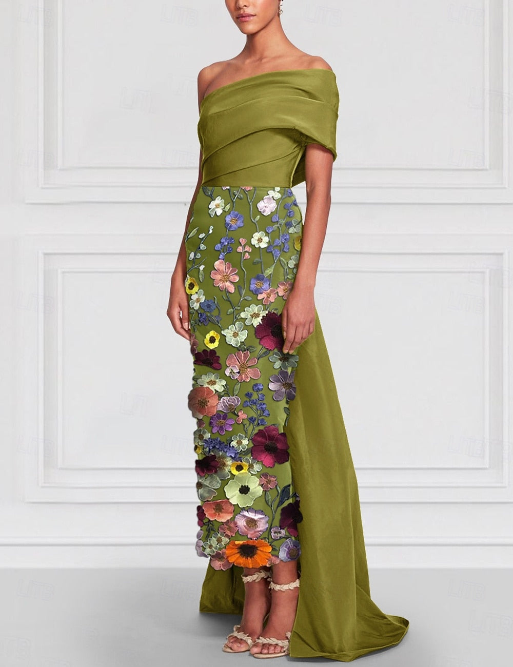 Simple & Casual One Shoulder Appliques Pleated Mermaid Evening Dresses