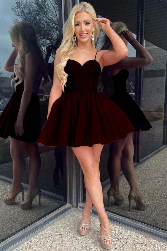 Shinning Spaghetti Strap Sleeveless Short A Line Homecoming Dress With Sequins