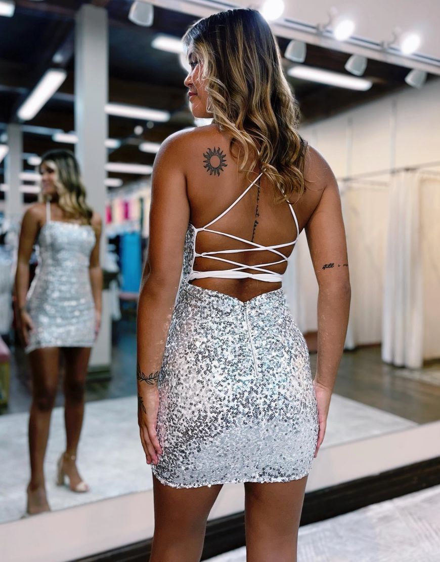 Short-Mini Spaghetti straps Corset Back Homecoming Dress - View 2 | VelvetHem