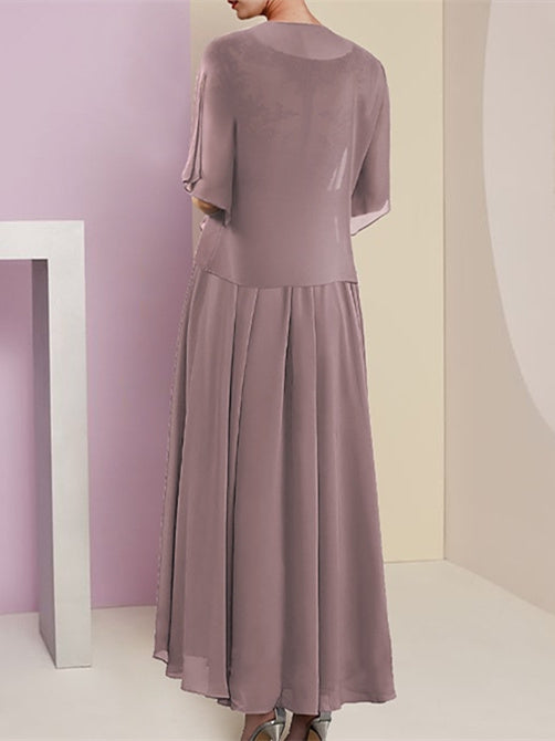 Short Sleeve A Line Jacket Dress for the Mother of the Bride