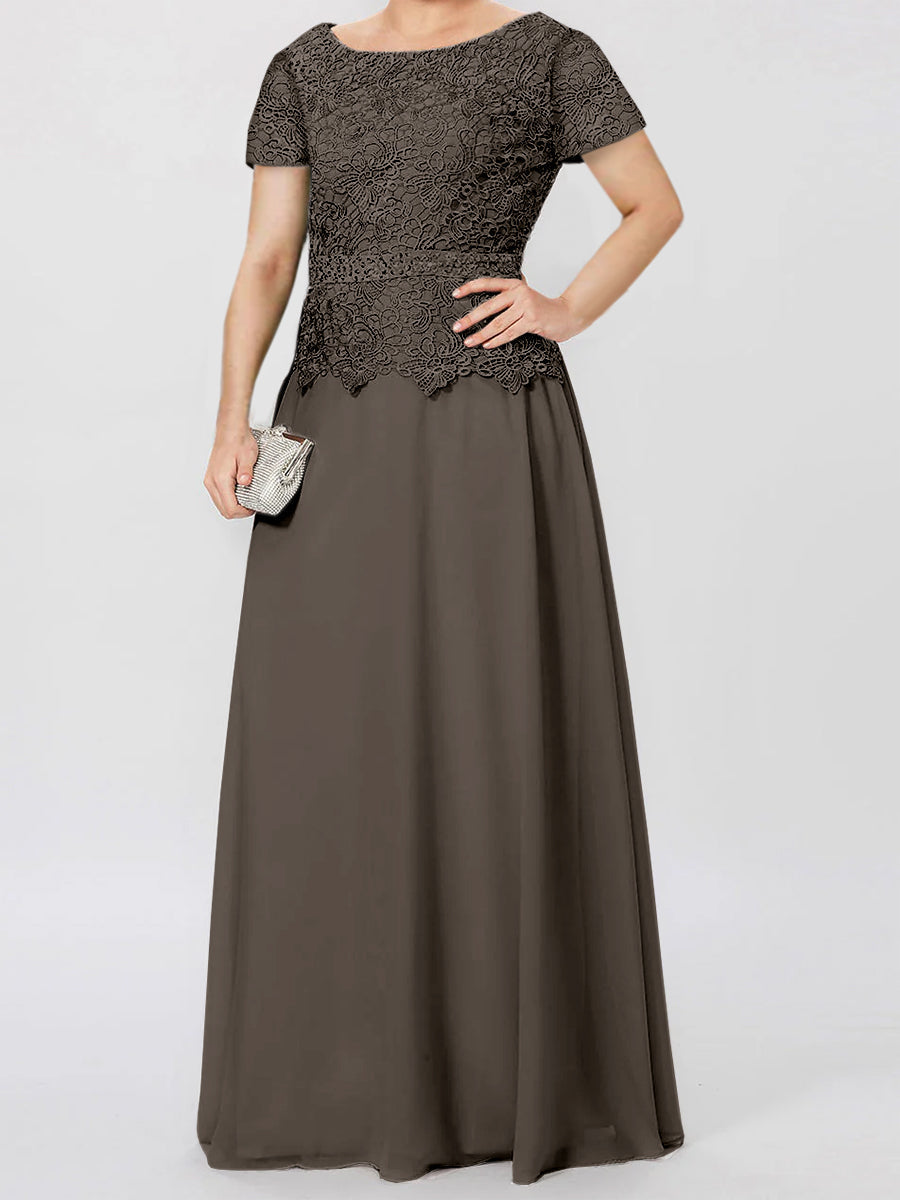 Short Sleeve A Line Mother of the Bride Dress with Applique and Sequins