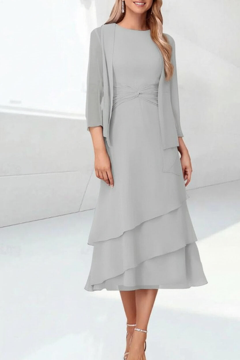 Mint Green Mother of the Bride Dress Chiffon Two Piece Wedding Guest Dress