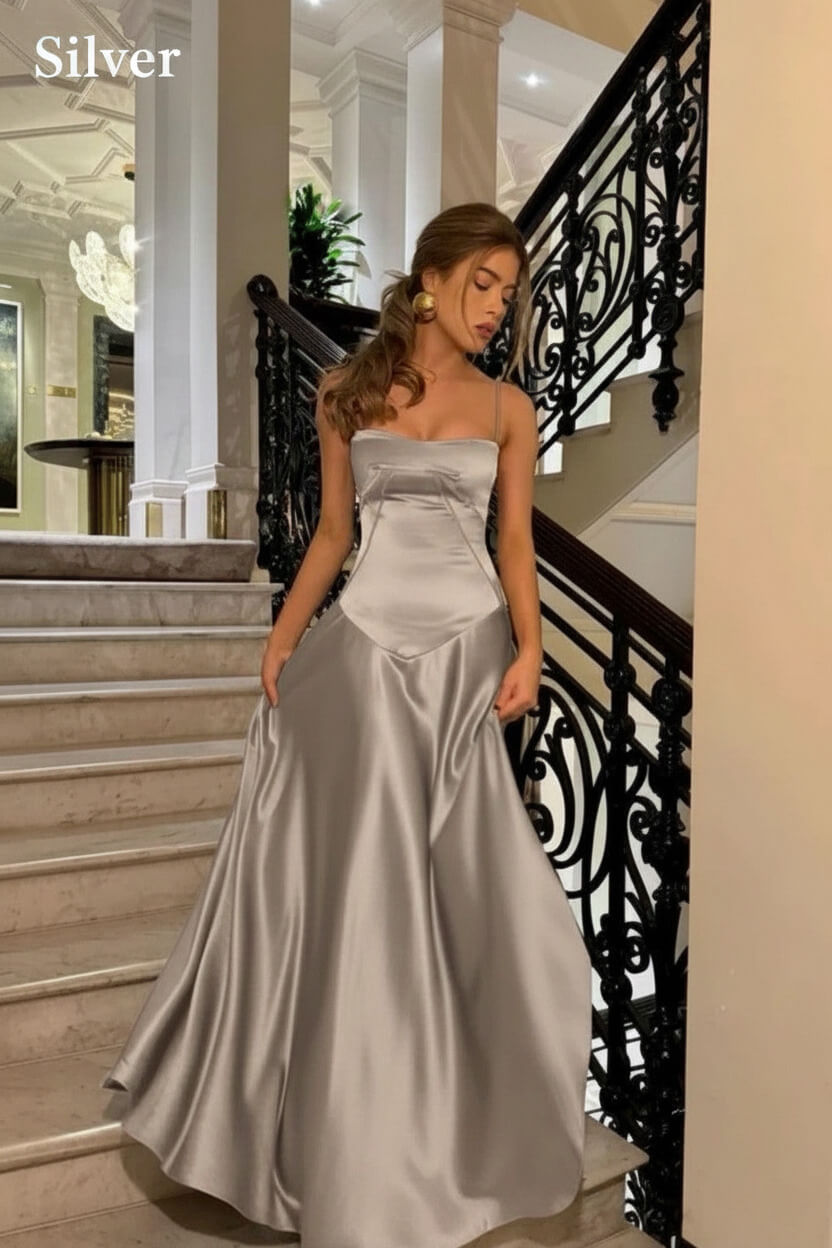 Suzhoufashion Brown Luxe Silk-Look Long Evening Dress With Fitted Bodice Formal Evening Gown