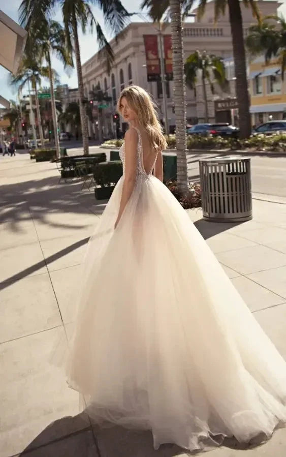 Simple A-line Wedding Dresses 2023 Chiffon Appliques Bride Party Gowns Lace Custom Bridal Robe De Mariee vestido de noiva (ZD13307)