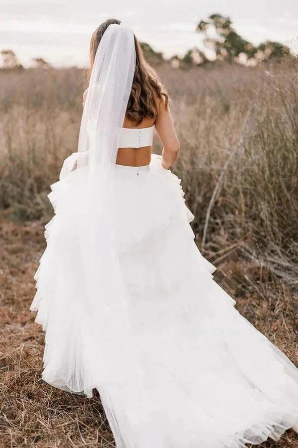 Simple Two Piece Wedding Dress Country Wedding Dress With Layered (ZD16110)