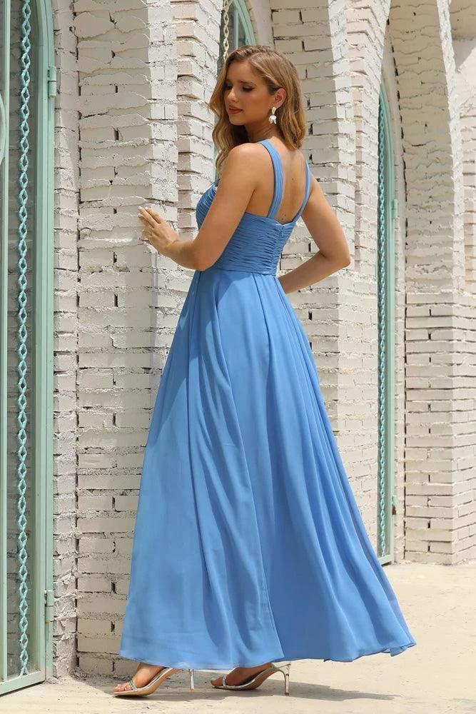 Numbersea Women Halter Chiffon Bridesmaid Dress A-line Long Formal Prom Gown SEA28015 by numbersea