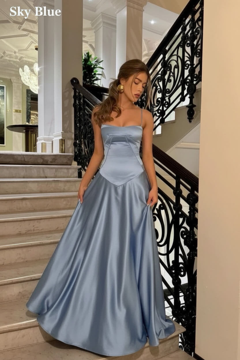 Suzhoufashion Brown Luxe Silk-Look Long Evening Dress With Fitted Bodice Formal Evening Gown