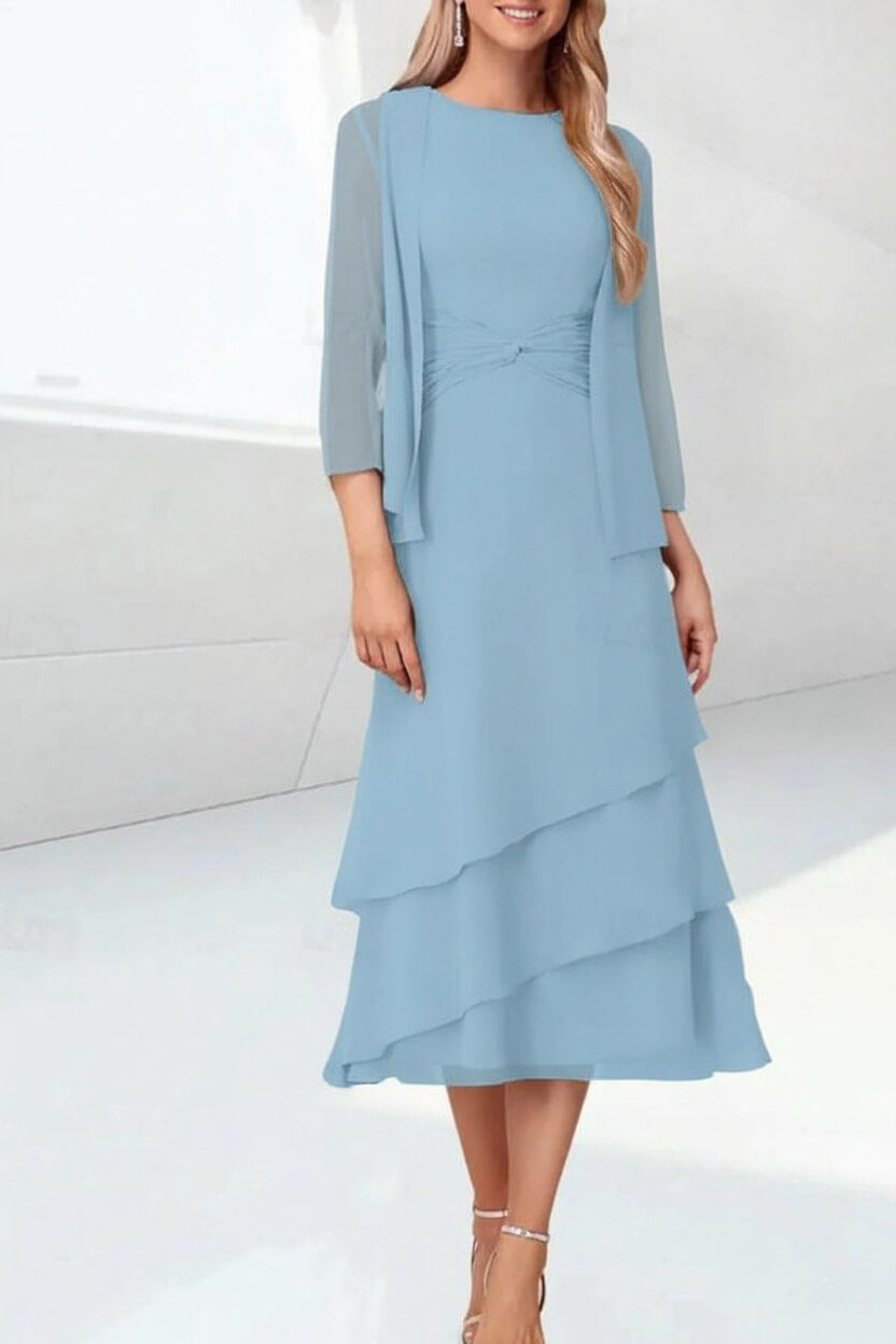 Mint Green Mother of the Bride Dress Chiffon Two Piece Wedding Guest Dress
