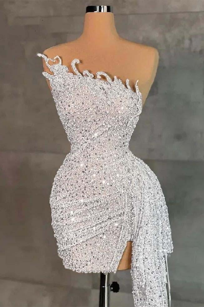 Sleeveless Beading Pleated Short Homecoming Dress With Ruffles