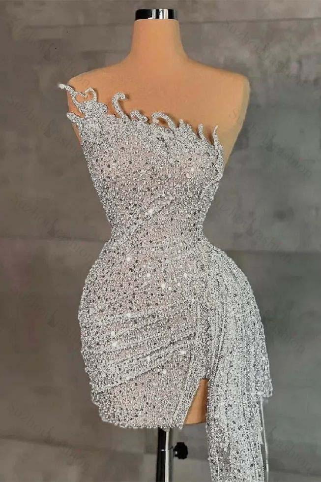 Sleeveless Beading Pleated Short Homecoming Dress With Ruffles