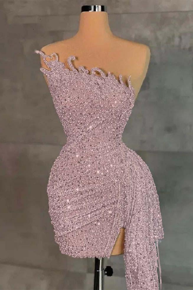 Sleeveless Beading Pleated Short Homecoming Dress With Ruffles