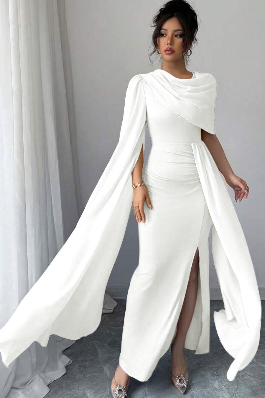 Sleeveless Jewel Neck Long Mermaid Evening Formal Dress With Split Pleated