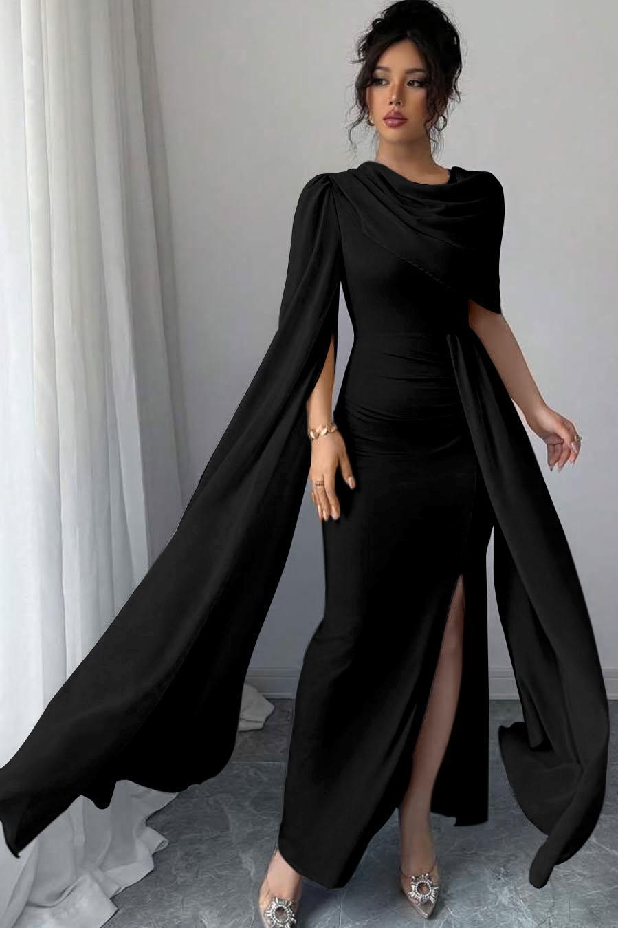 Sleeveless Jewel Neck Long Mermaid Evening Formal Dress With Split Pleated