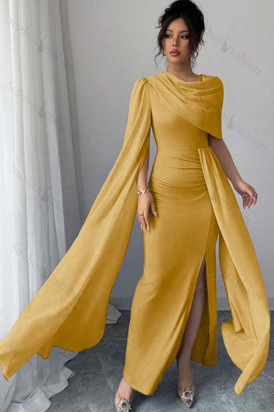 Sleeveless Jewel Neck Long Mermaid Evening Formal Dress With Split Pleated