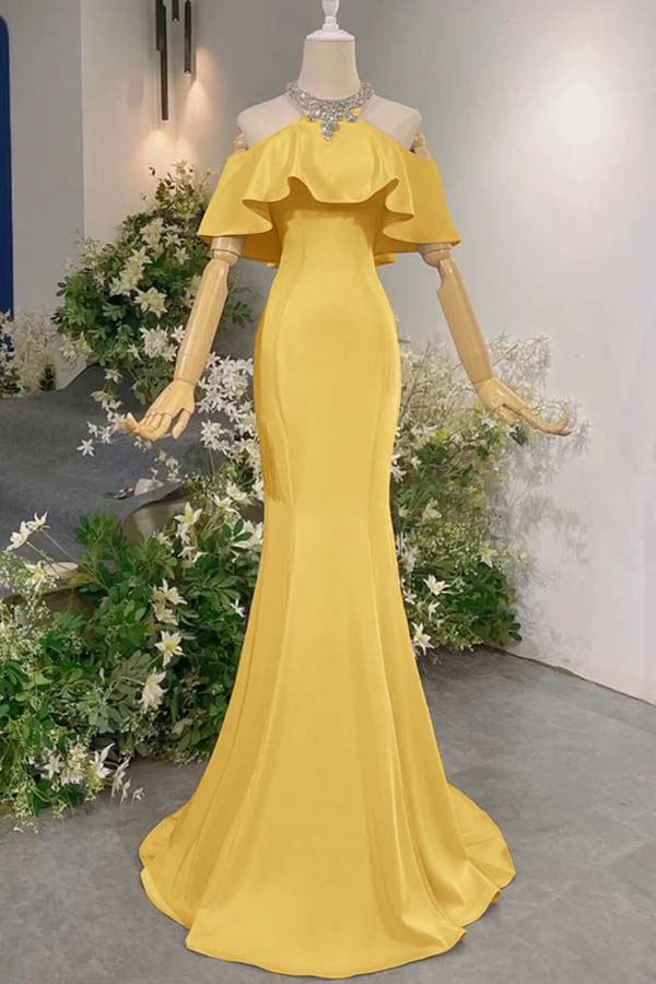 Sleeveless Off the Shoulder Long Mermaid Evening Formal Dress With Pleated
