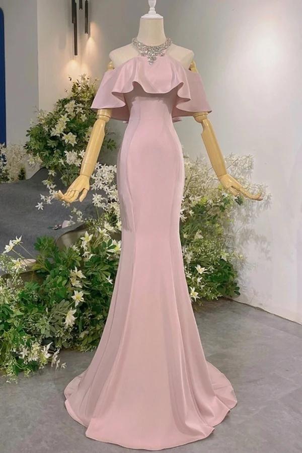 Sleeveless Off the Shoulder Long Mermaid Evening Formal Dress With Pleated