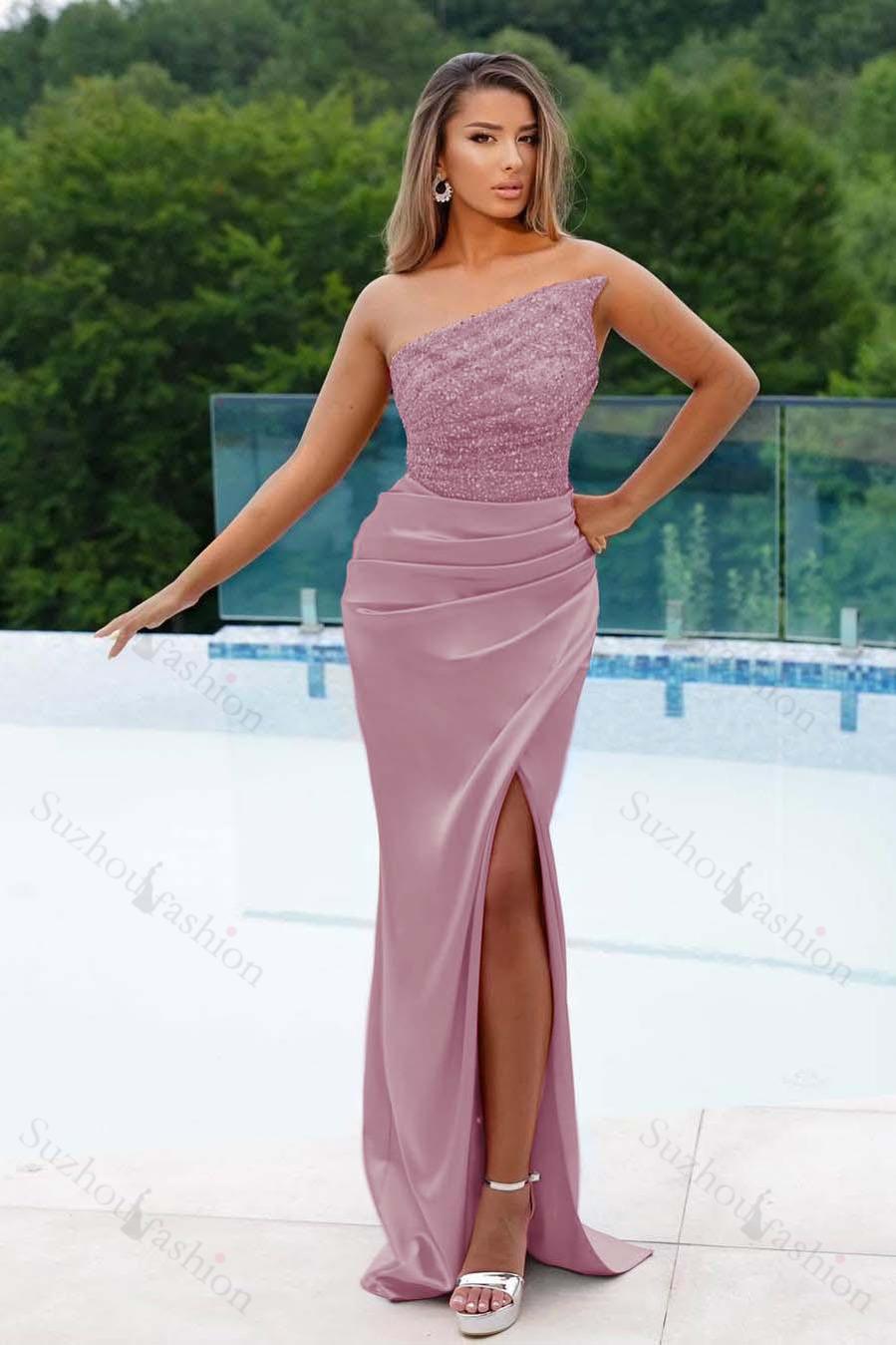 Sleeveless Strapless Long Mermaid Evening Formal Dress With Sequined Split