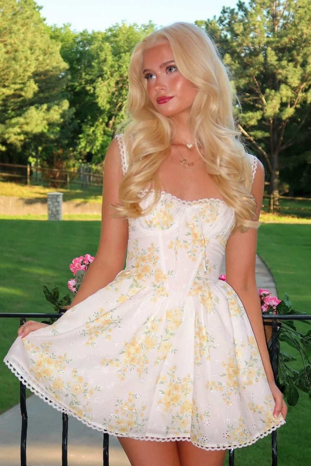 Soft White Floral A Line Mini Dress Lace Trim Homecoming Party Dress
