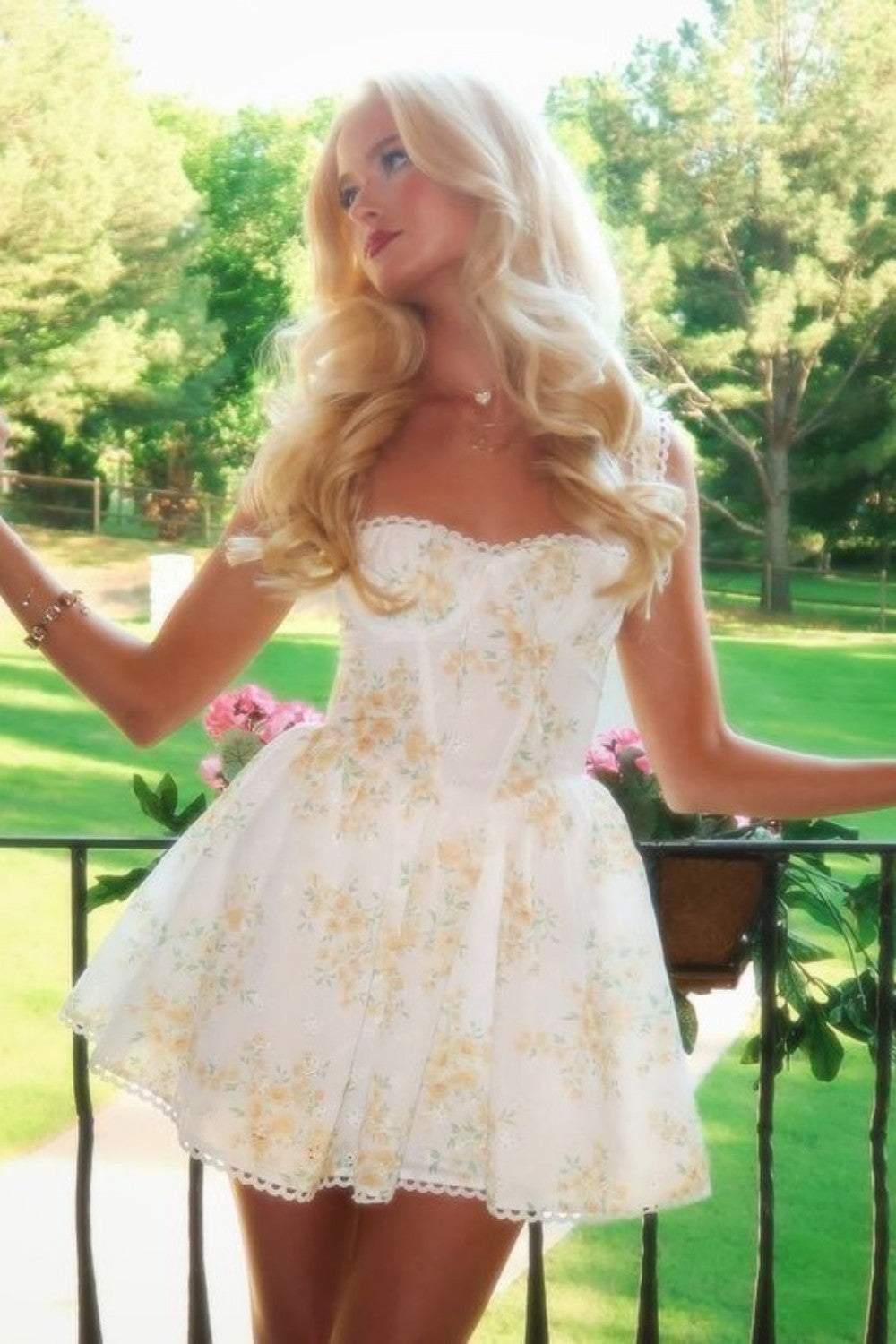 Soft White Floral A Line Mini Dress Lace Trim Homecoming Party Dress