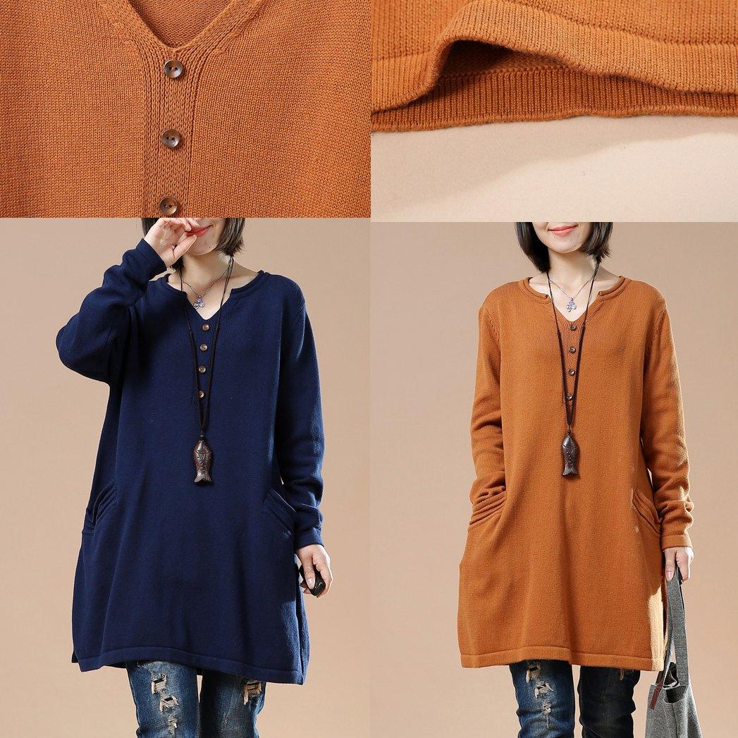Soft navy pullover knit dresses