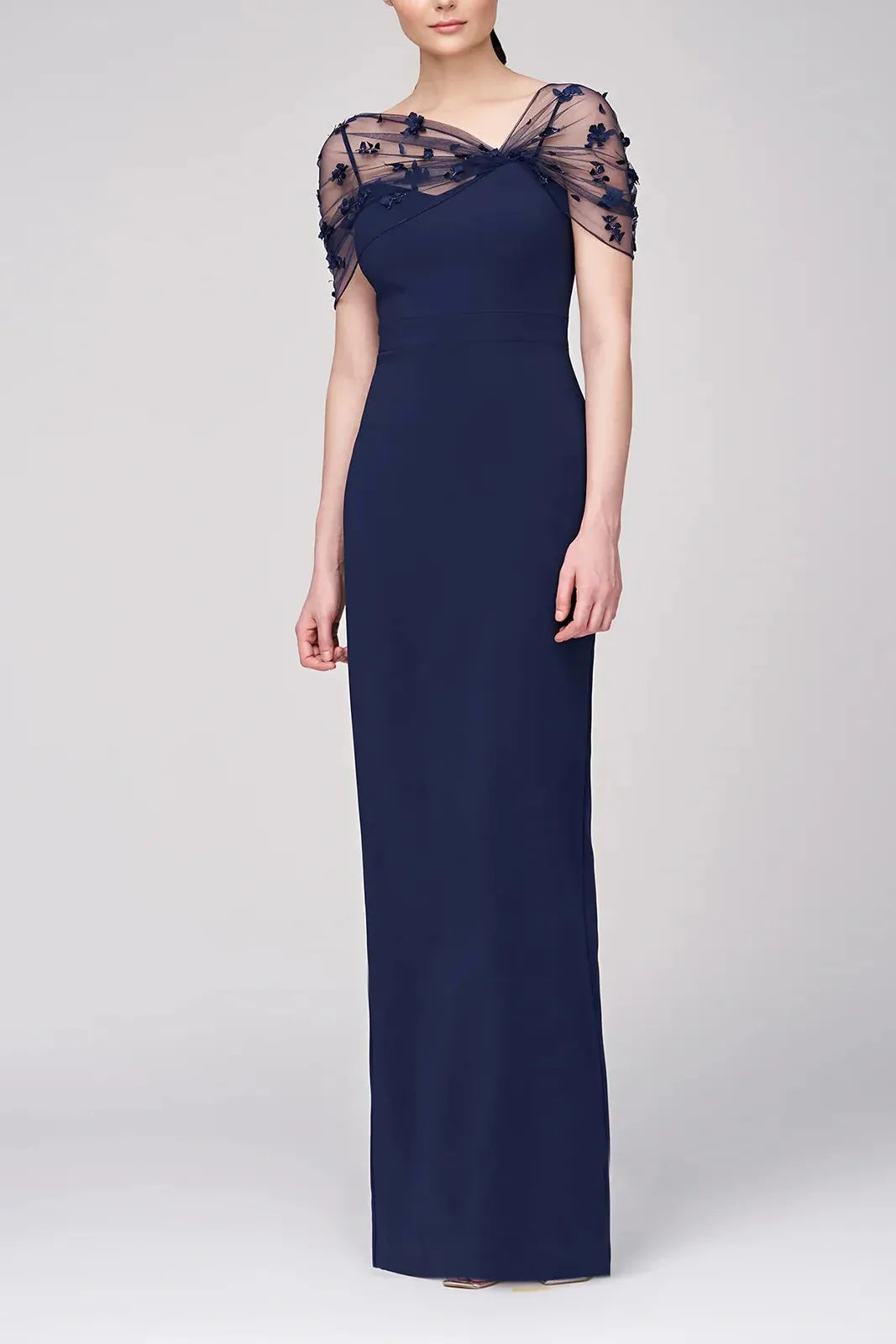 Spaghetti Strap Sleeveless Long Mother of the Bride Gown with Watteau Train