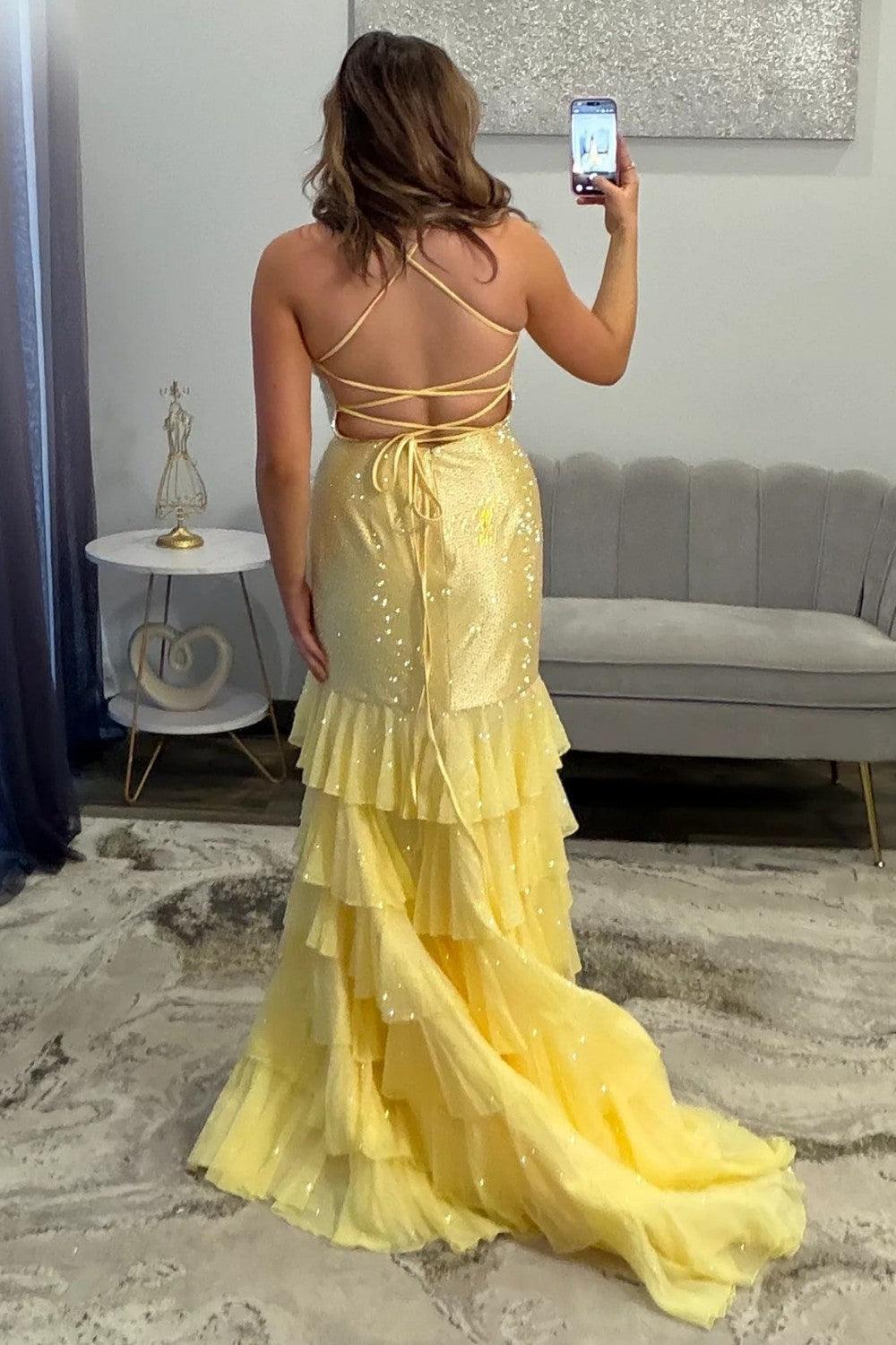 Sparkling Red Beaded Mermaid Prom Evening Gown With Ruffle Skirt Formal Evening Gown