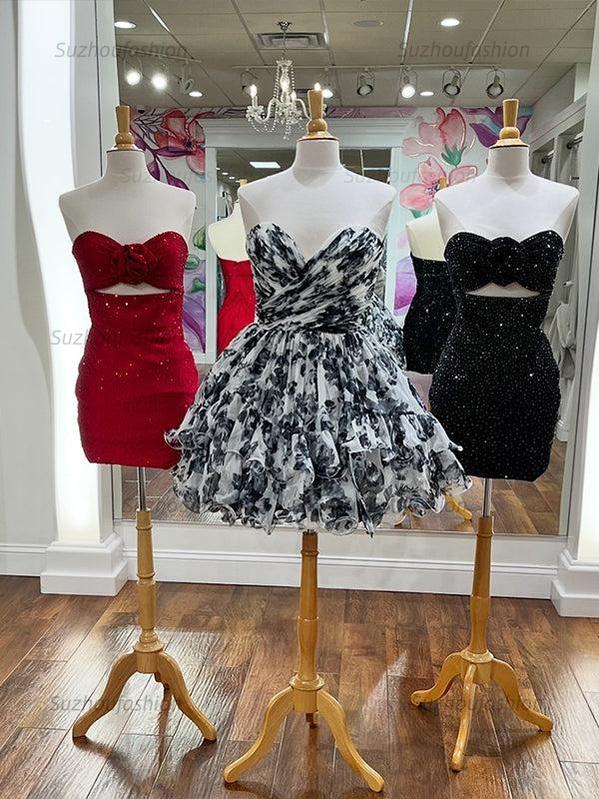 Suzhoufashion Sparkly Bodycon Strapless Short Homecoming Dress with Beading