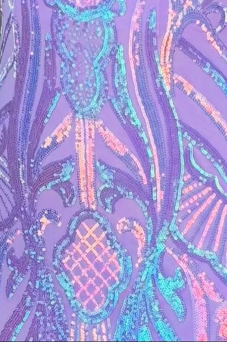 Sparkly Mermaid One Shoulder Lilac Sequins Long Prom Dress with Keyhole - View 4 | VelvetHem