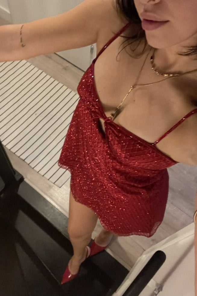 Sparkly A Line Spaghetti Straps Gold Sequins Short Homecoming Dress with Keyhole