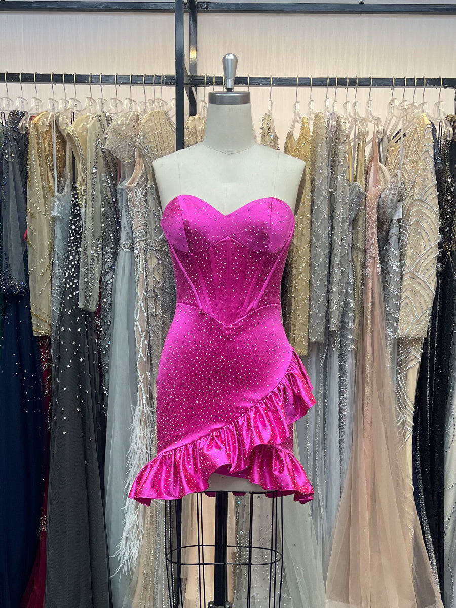 Sparkly Tight Short Corset Homecoming Dress with Beading - VelvetHem