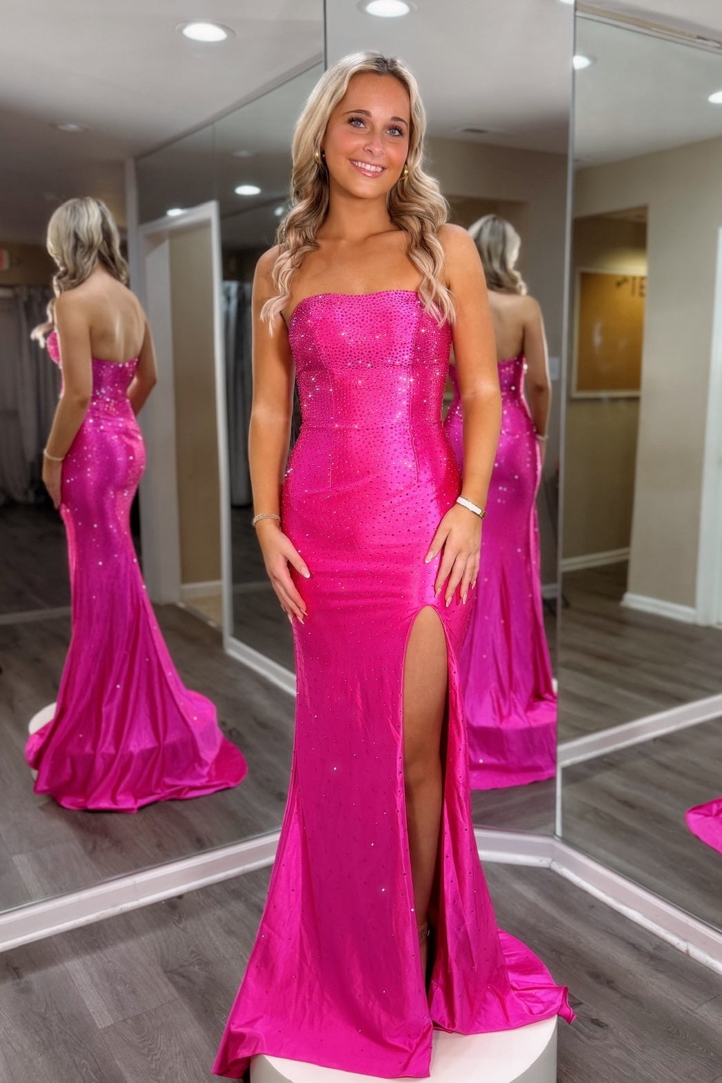 Sparkly Mermaid Strapless Green Long Prom Dress with Beading
