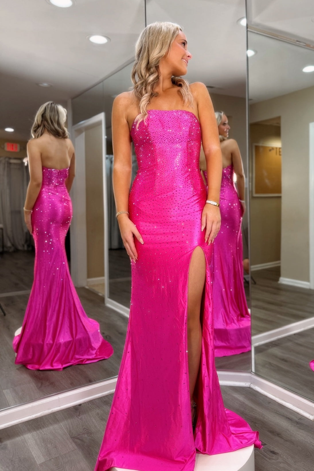 Sparkly Mermaid Strapless Green Long Prom Dress with Beading