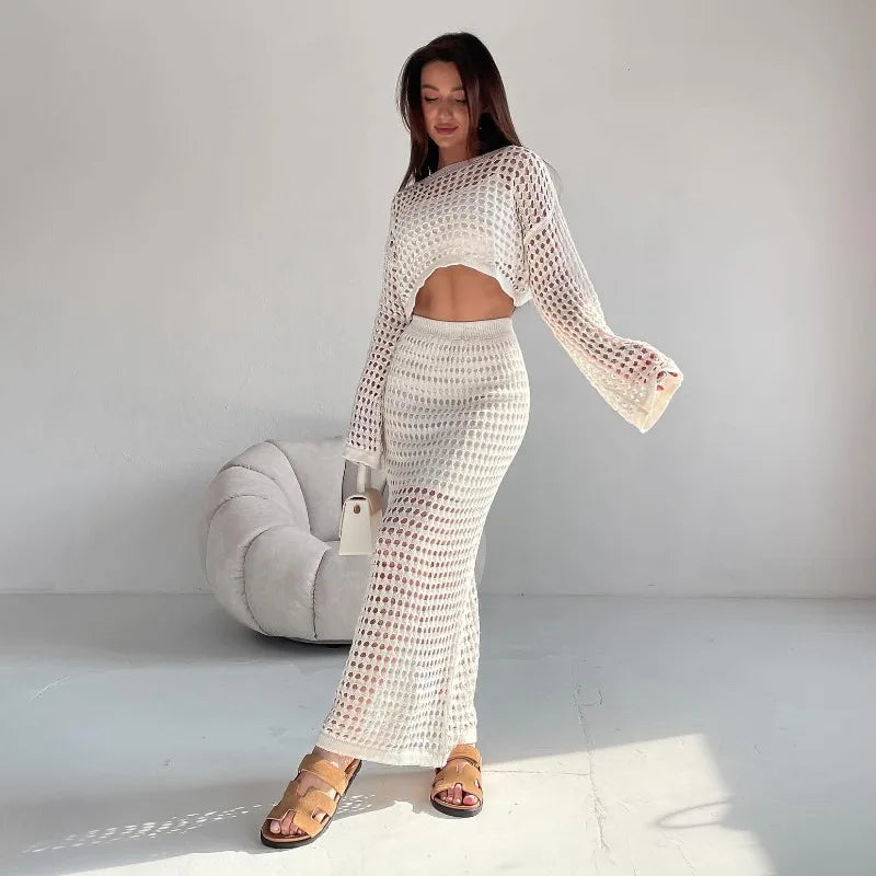 DressBetty - Summer Thin Knit Mesh Hollow-out Skirt - VelvetHem