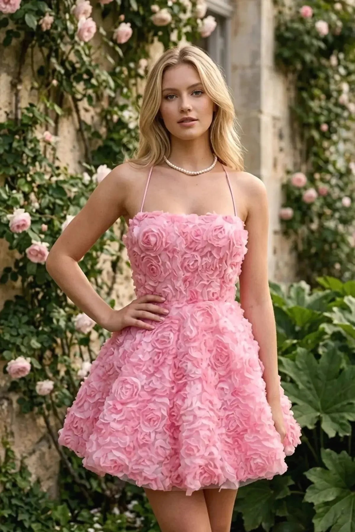 Suzhoufashion Square Neck 3D Rose Petal Corset Homecoming Dresses Mini Cocktail Dress