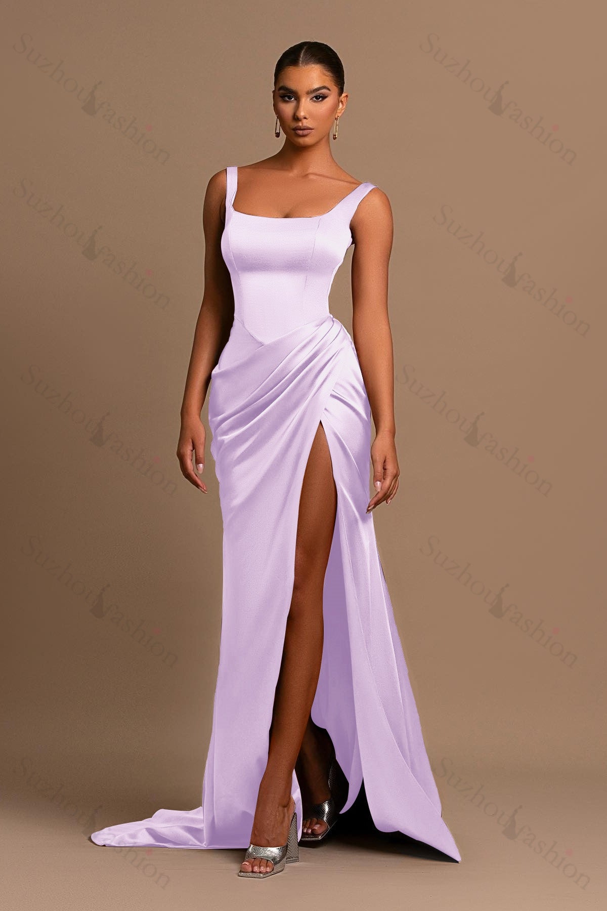 Square Neck Prom Dress Sleeveless Mermaid Simple Formal Dress