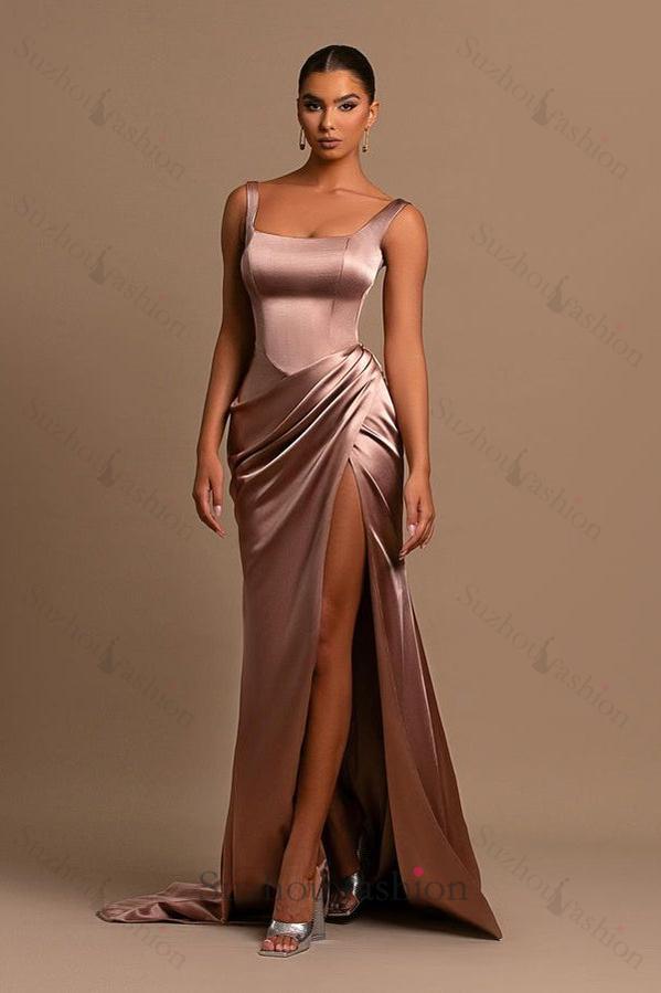 Square Neck Prom Dress Sleeveless Mermaid Simple Formal Dress