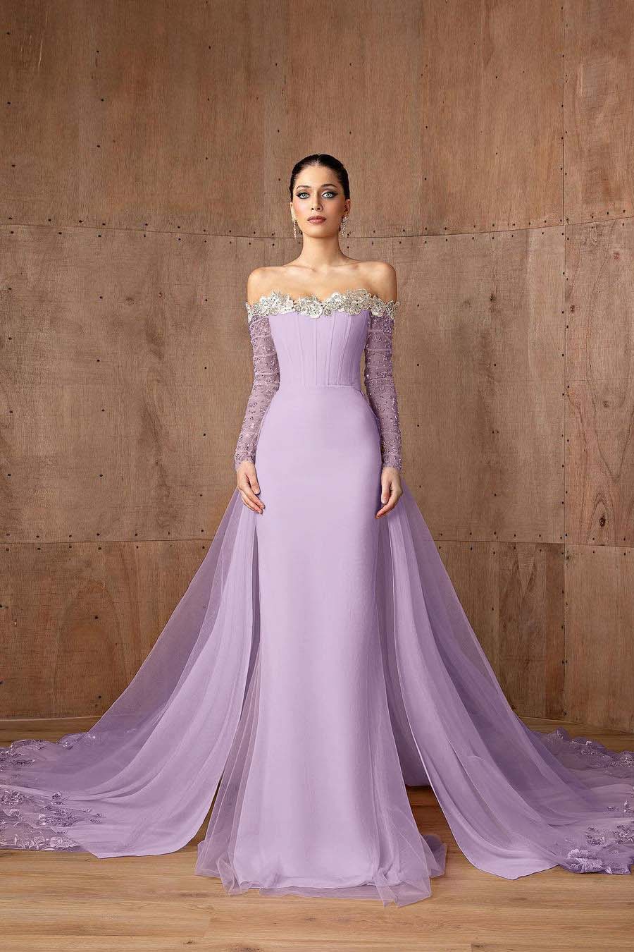 Strapless Long Sleeves Mermaid Long Evening Formal Dress With Appliques