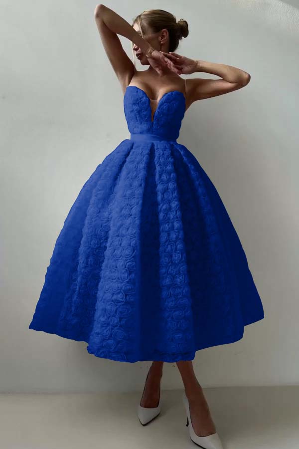 Strapless Sleeveless Long A Line Evening Formal Dress With Appliques Belt