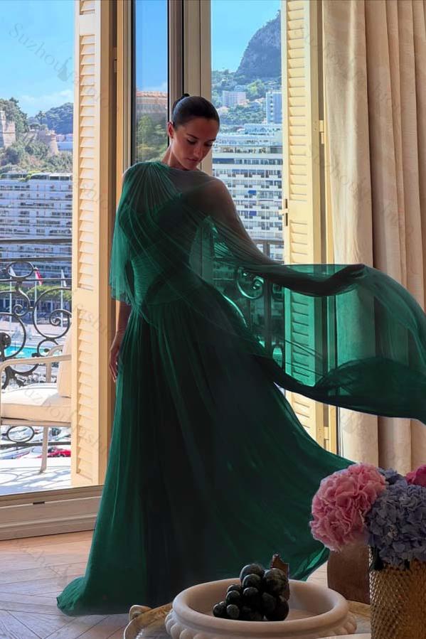 Strapless Sleeveless Long A Line Evening Formal Dress With Pleated Tulle