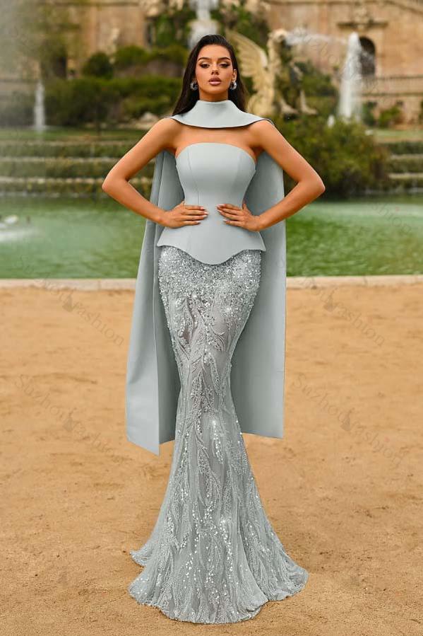 Strapless Sleeveless Long Mermaid Evening Formal Dress With Appliques