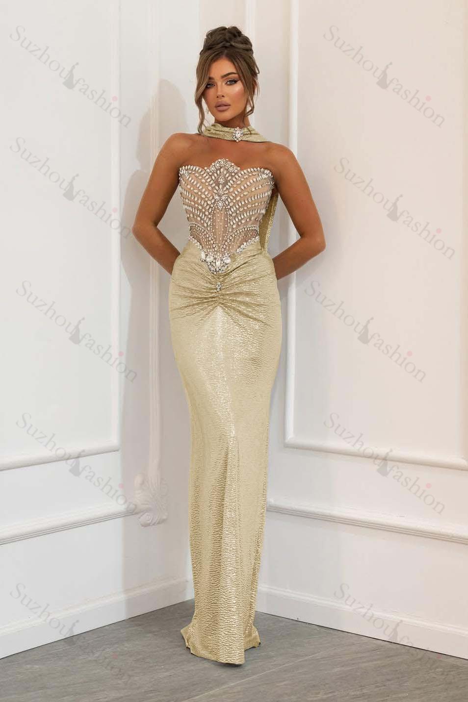 Strapless Sleeveless Long Mermaid Evening Formal Dress With Beading Pleated
